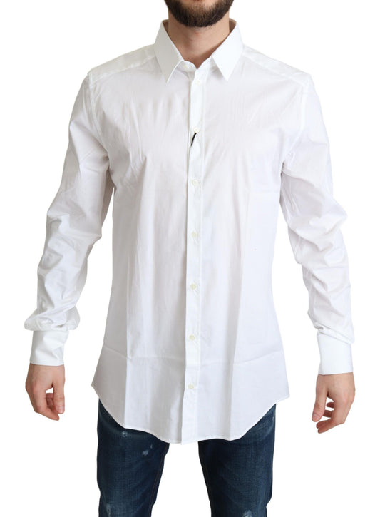 Dolce & Gabbana Elegant White Cotton Stretch Dress Shirt IT38 / XS