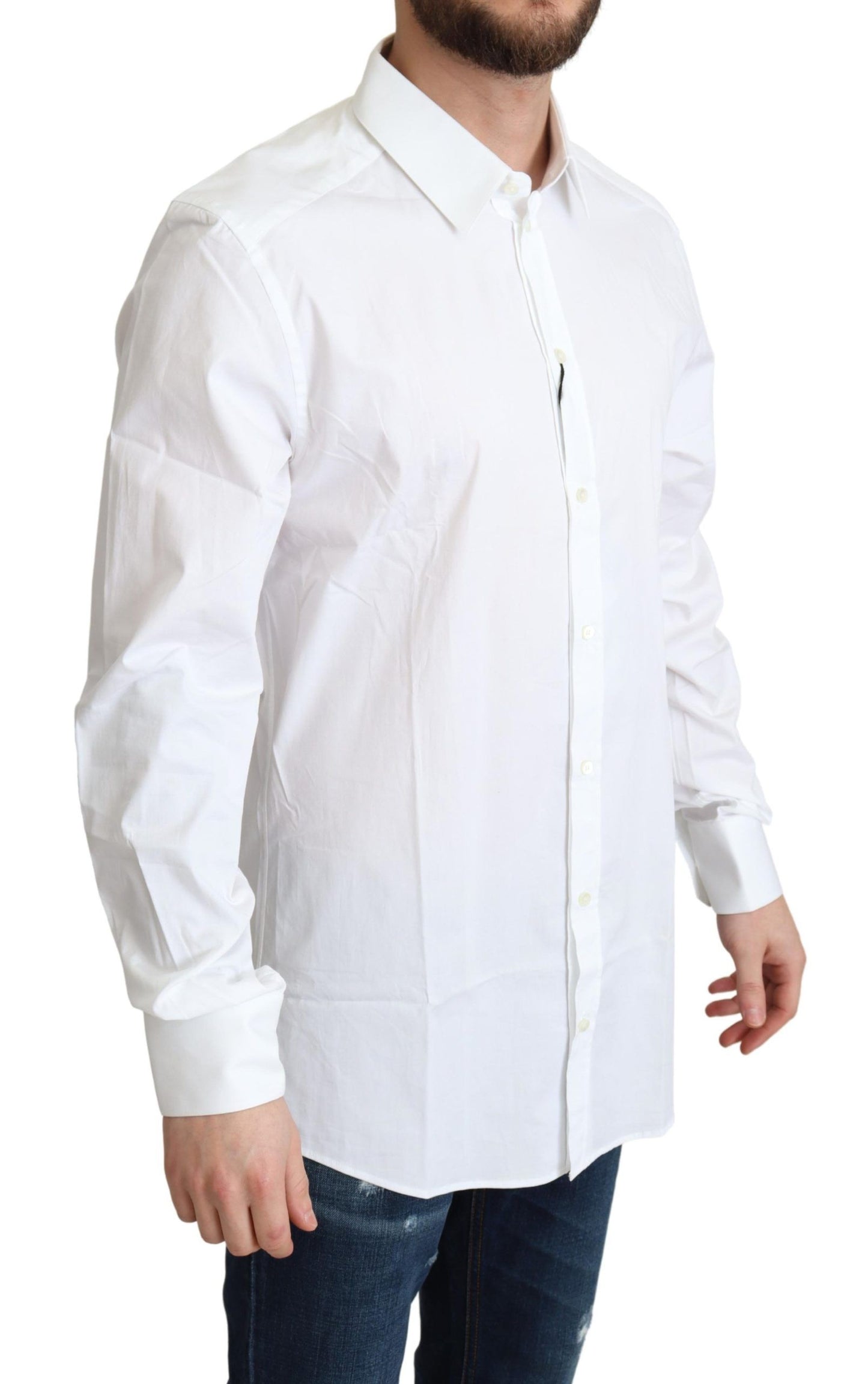 Dolce & Gabbana Elegant White Cotton Stretch Dress Shirt IT38 / XS