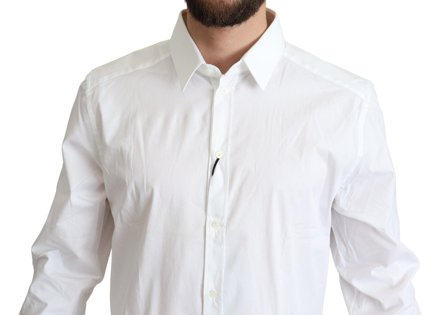 Dolce & Gabbana Elegant White Cotton Stretch Dress Shirt IT38 / XS