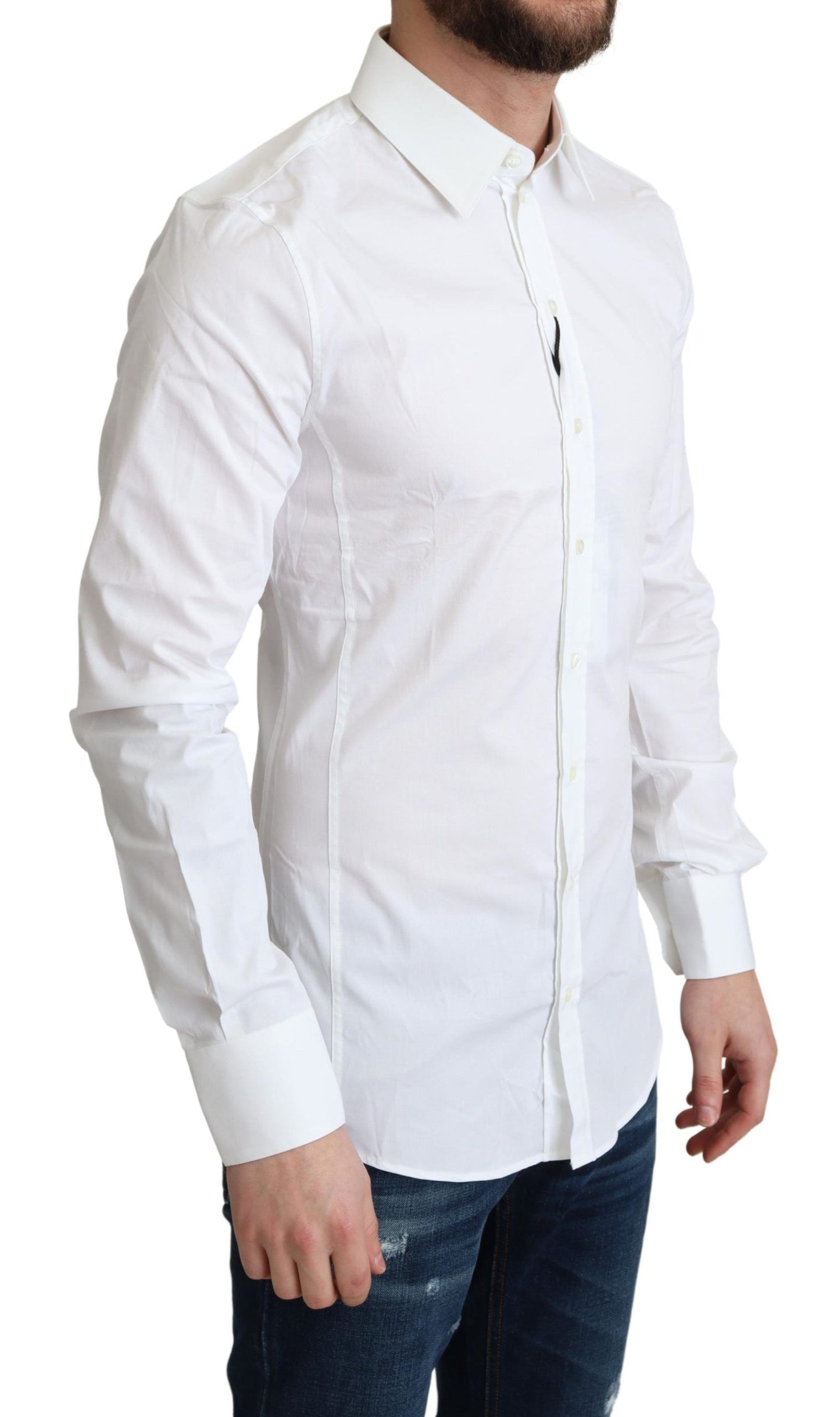 Dolce & Gabbana Elegant White Cotton Stretch Dress Shirt IT38 | XS