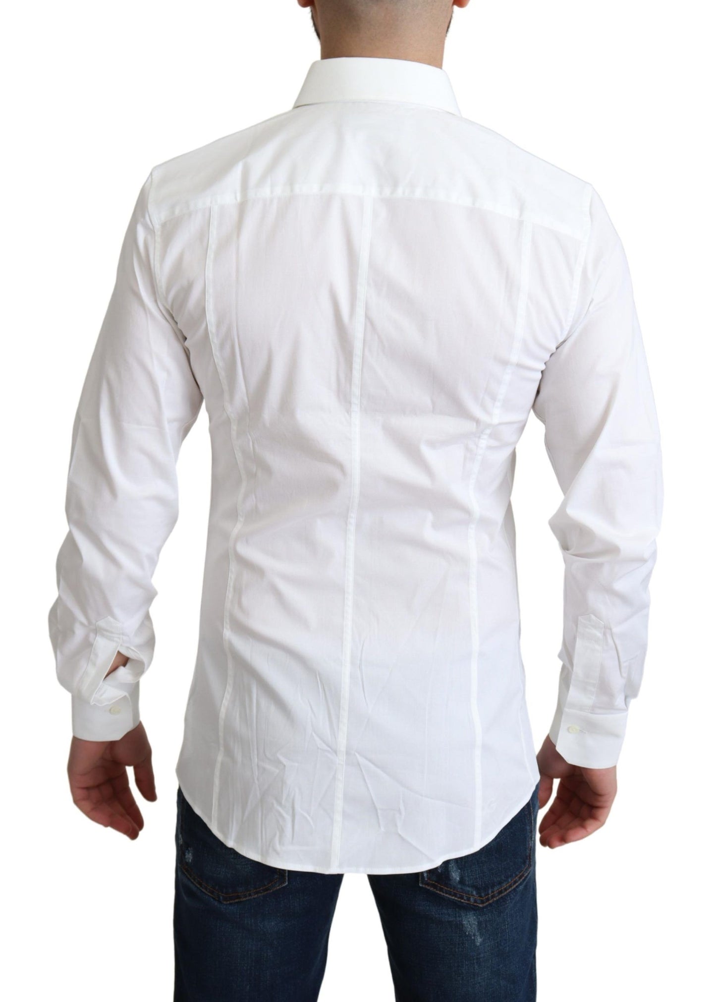 Dolce & Gabbana Elegant White Cotton Stretch Dress Shirt IT38 | XS