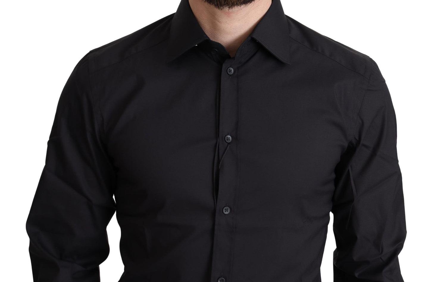 Dolce & Gabbana Elegant Black Gold Slim Fit Dress Shirt IT37 / XS