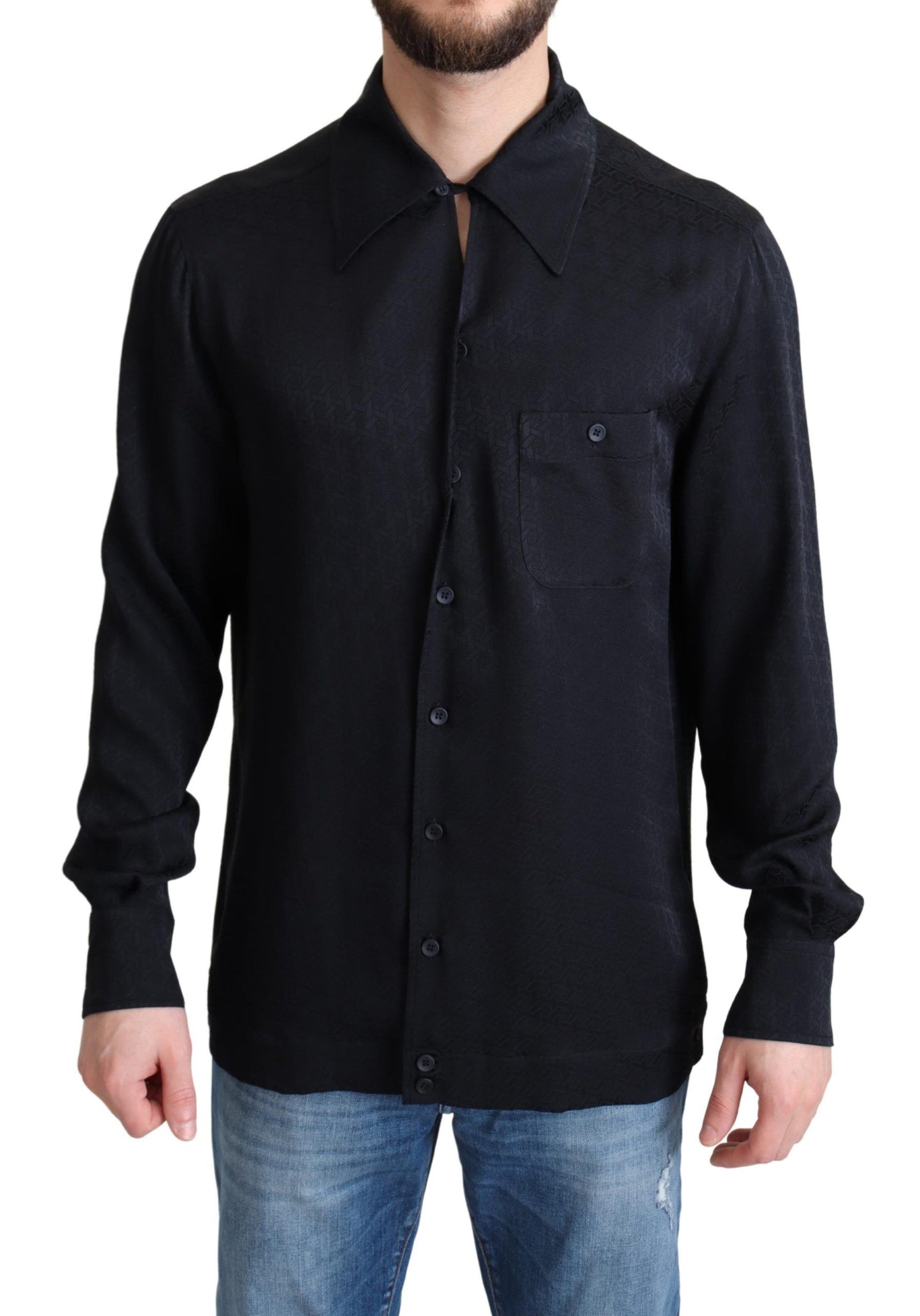 Dolce & Gabbana Elegant Jacquard Silk Casual Shirt IT37 / XS