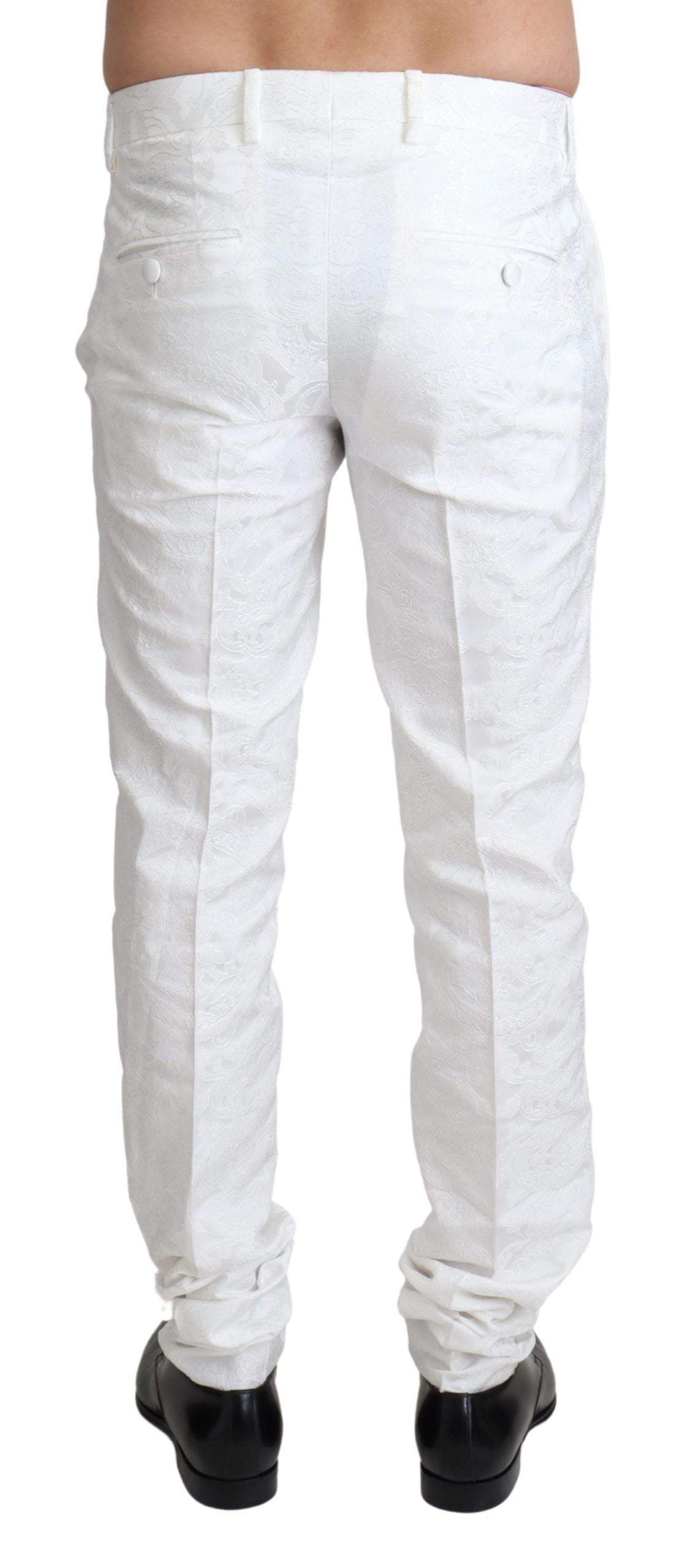 Dolce & Gabbana Elegant White Brocade Dress Pants IT44 / XS