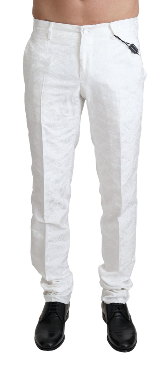 Dolce & Gabbana Elegant White Brocade Dress Pants IT44 / XS