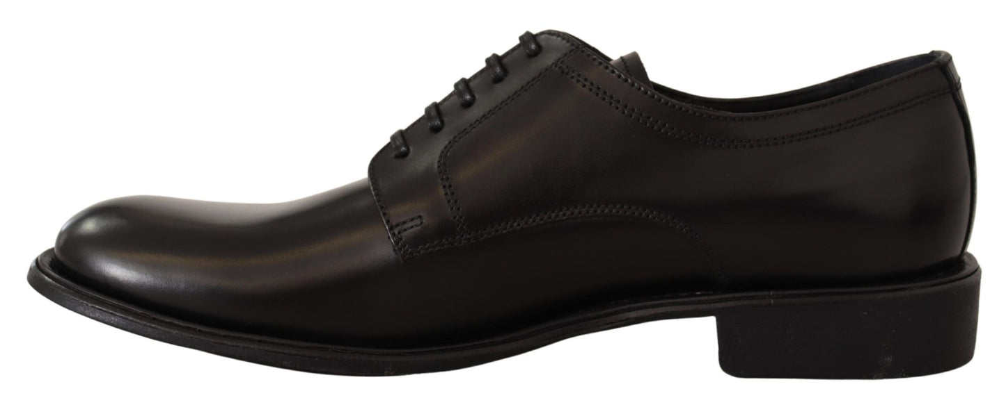 Dolce & Gabbana Elegant Black Leather Formal Derby  Shoes EU41 / US8