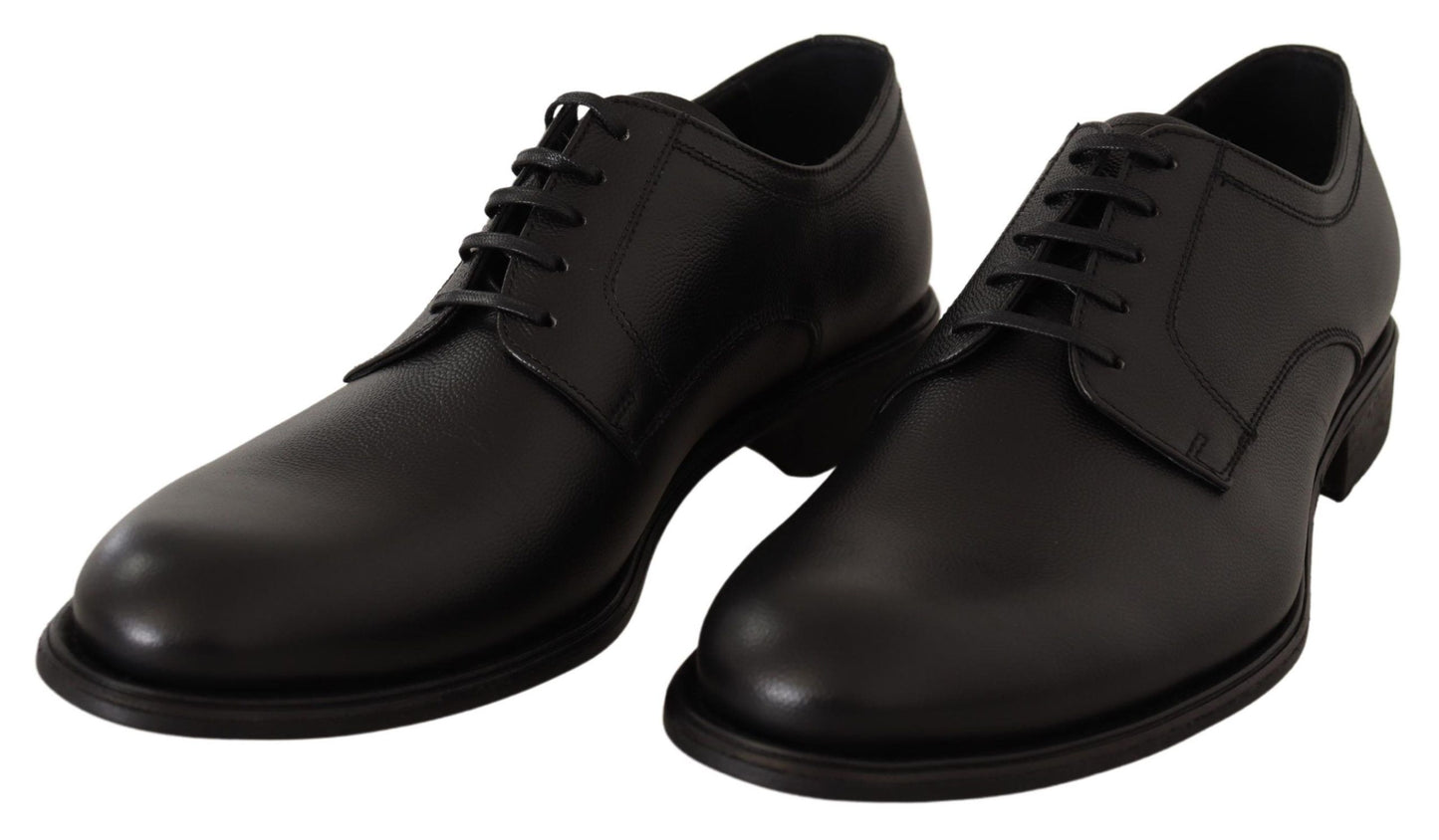 Dolce & Gabbana Elegant Black Leather Derby Shoes EU41 / US8