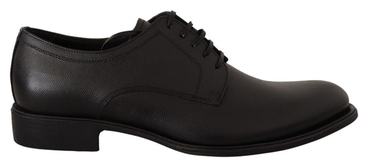 Dolce & Gabbana Elegant Black Leather Derby Shoes EU41 / US8