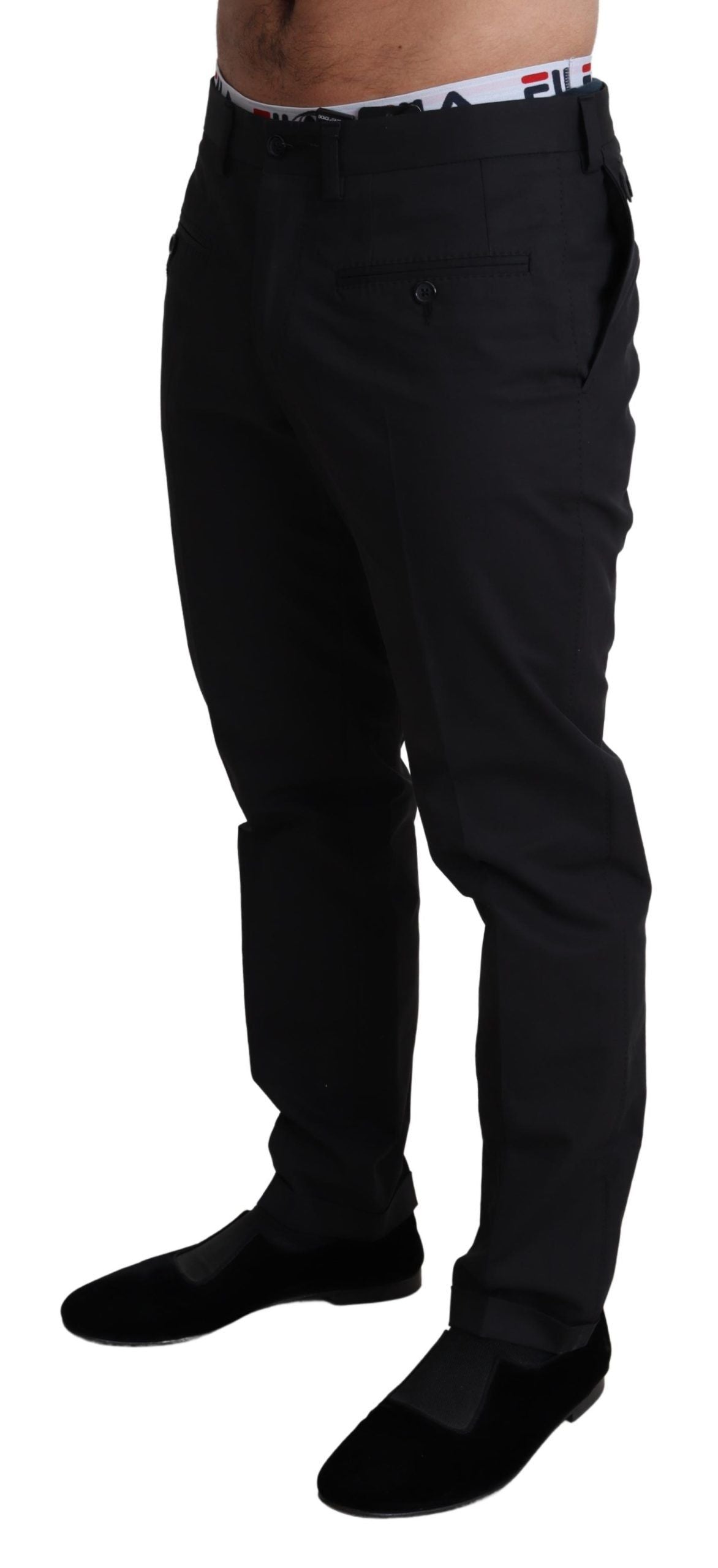 Dolce & Gabbana Elegant Black Stretch Cotton Trousers IT48 / M