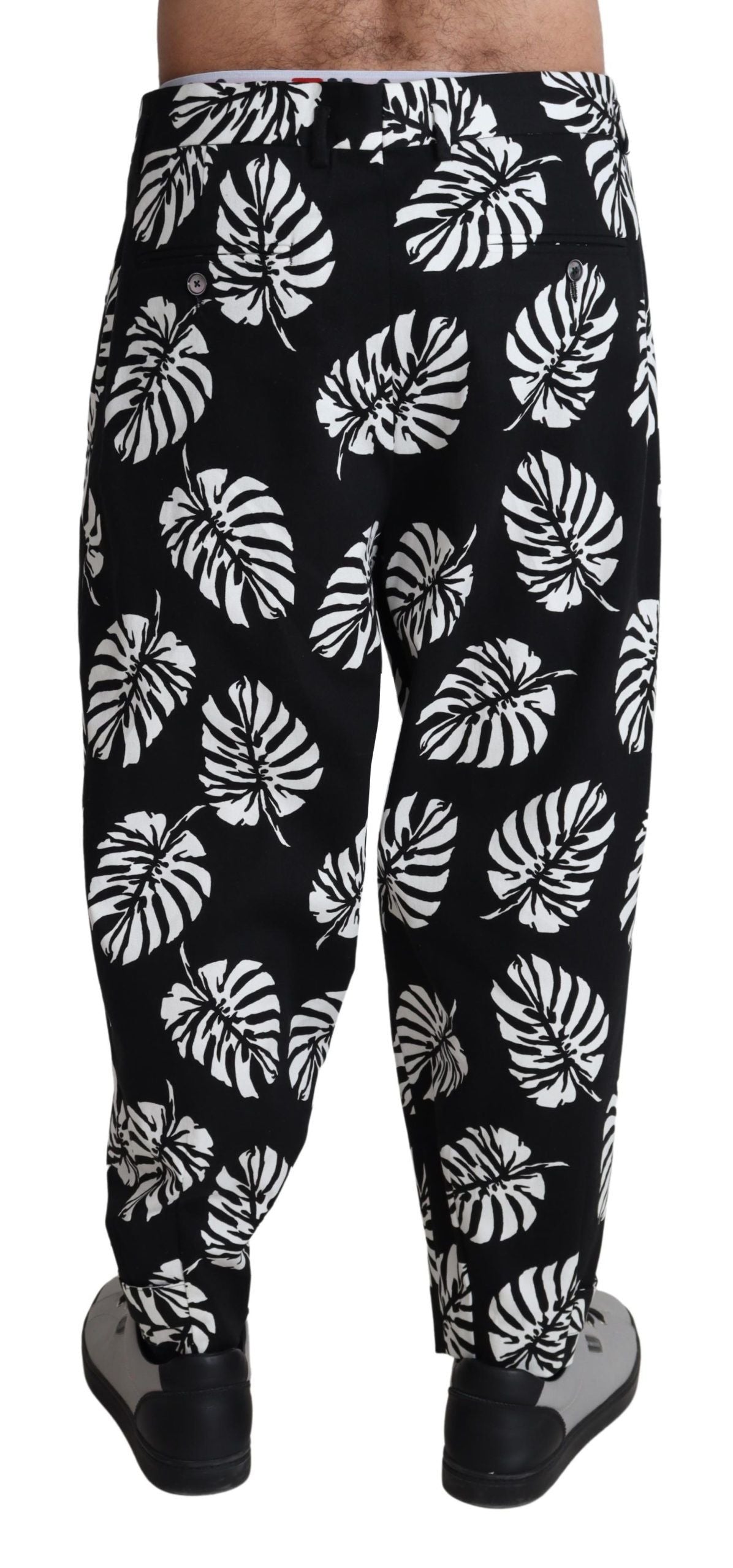 Dolce & Gabbana Elegant Palm Leaf Print Cotton Trousers IT50 / L