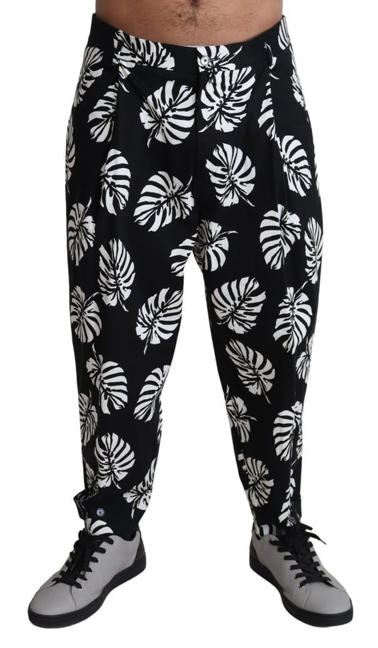 Dolce & Gabbana Elegant Palm Leaf Print Cotton Trousers IT50 / L