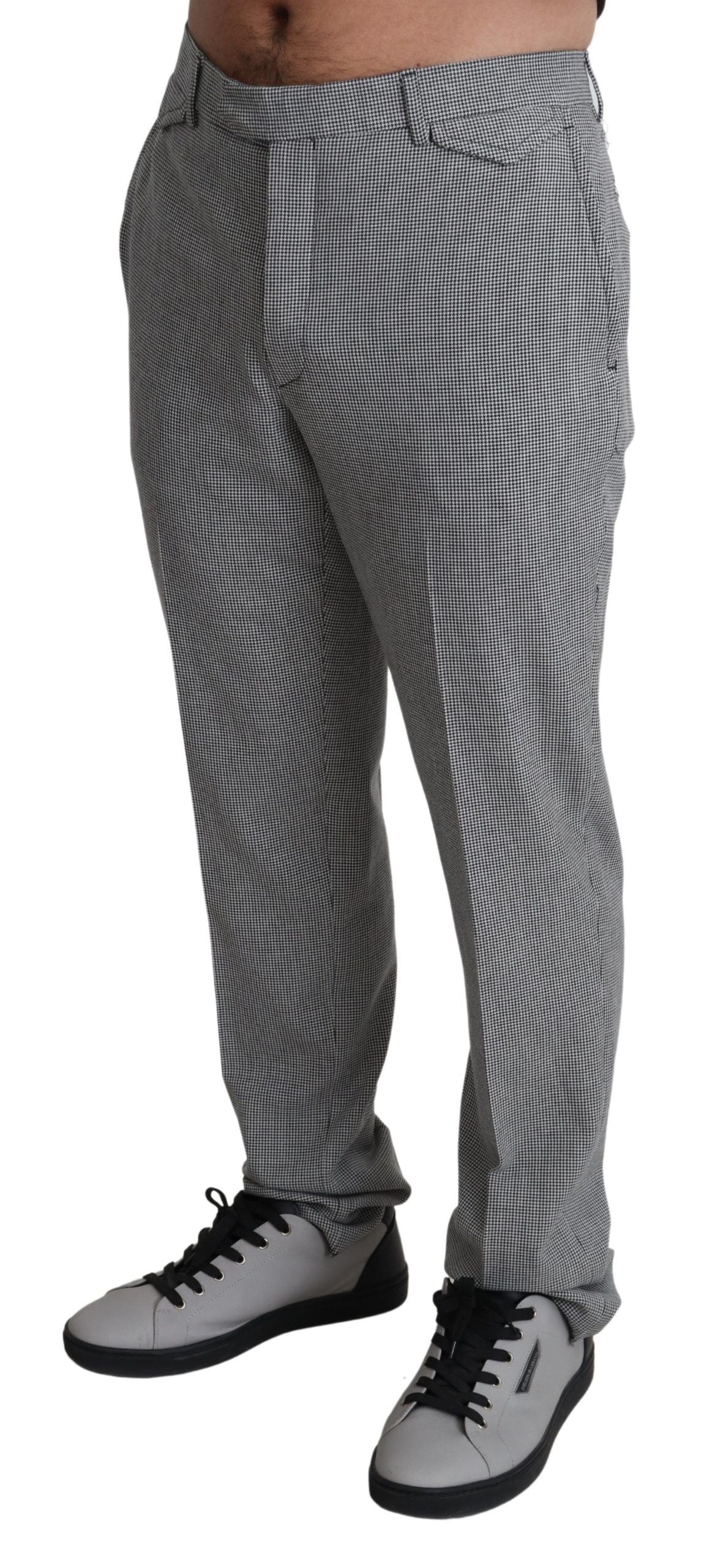 BENCIVENGA Elegant Checkered Wool Formal Trousers IT52 | XL