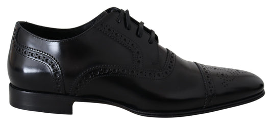 Dolce & Gabbana Elegant Black Leather Formal Derby Shoes EU39 / US6