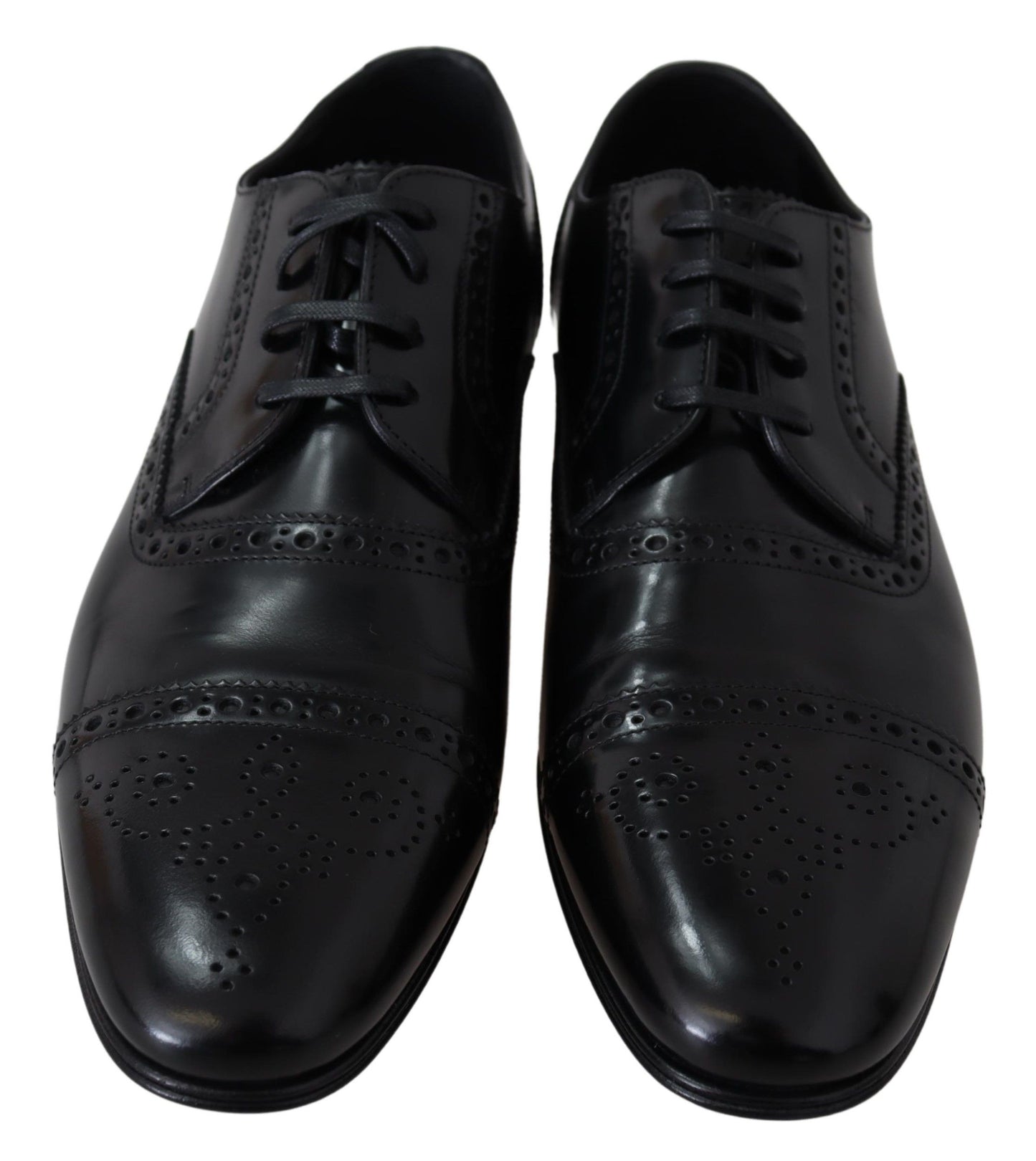 Dolce & Gabbana Elegant Black Leather Formal Derby Shoes EU39 / US6