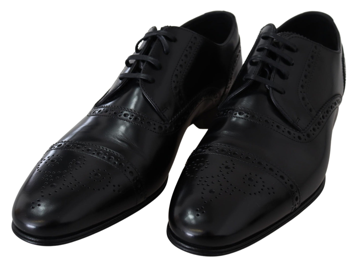 Dolce & Gabbana Elegant Black Leather Formal Derby Shoes EU39 / US6