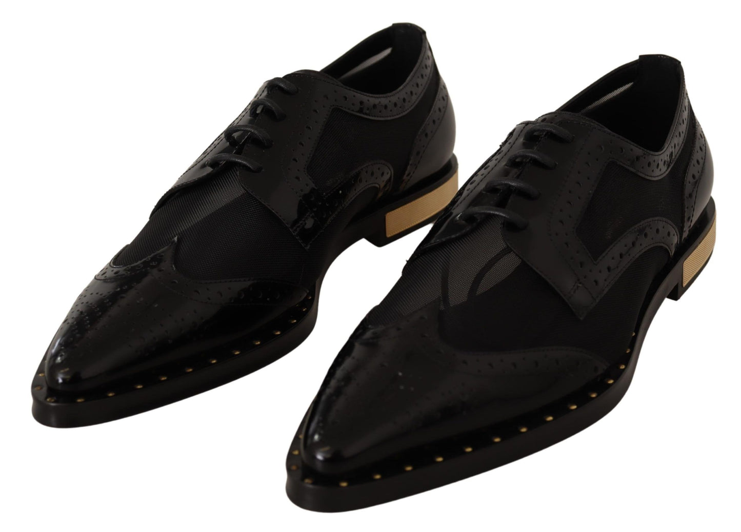 Dolce & Gabbana Elegant Gold-Trimmed Black Oxford Lace-Ups EU35 / US4.5