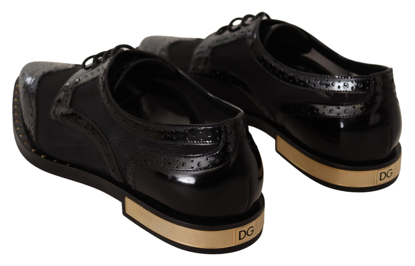 Dolce & Gabbana Elegant Gold-Trimmed Black Oxford Lace-Ups EU35 / US4.5