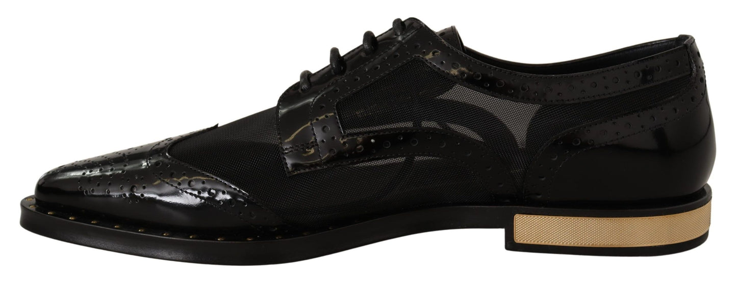 Dolce & Gabbana Elegant Gold-Trimmed Black Oxford Lace-Ups EU35 / US4.5