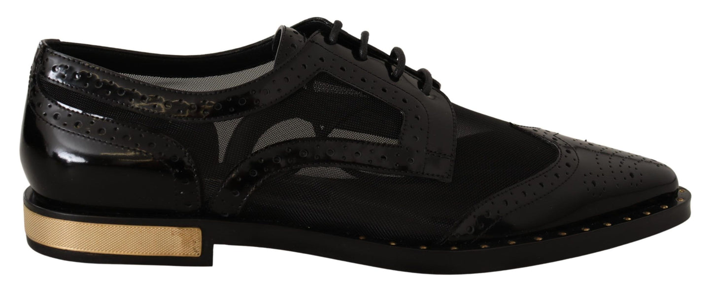 Dolce & Gabbana Elegant Gold-Trimmed Black Oxford Lace-Ups EU35 / US4.5