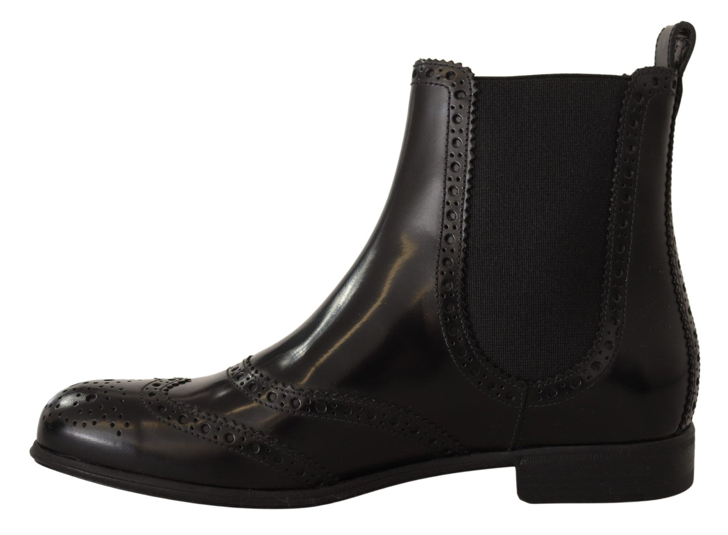 Dolce & Gabbana Elegant Black Ankle Wingtip Oxford Boots EU35 / US4.5