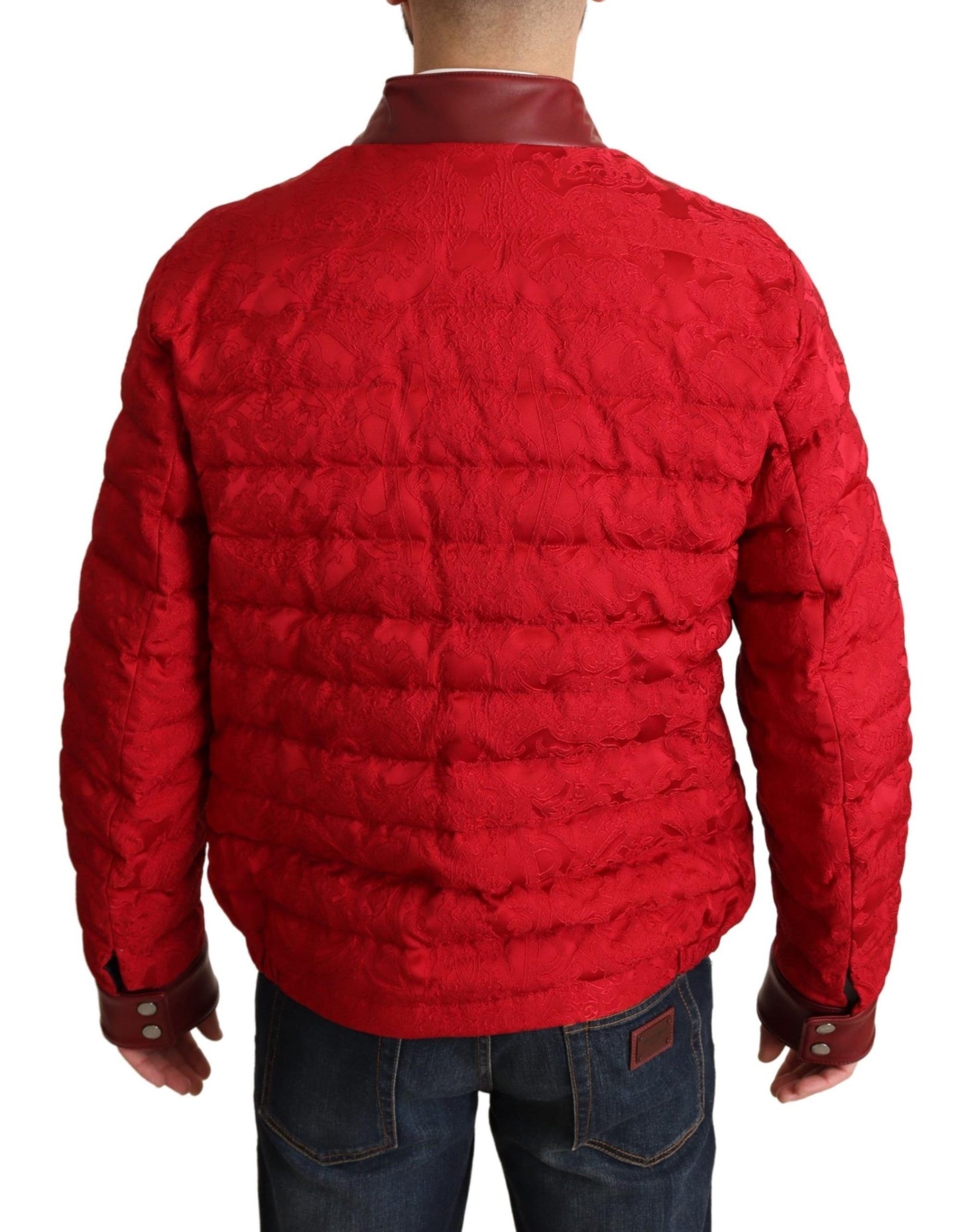 Dolce & Gabbana Red and Gold Bomber Designer Jacket IT48 / M