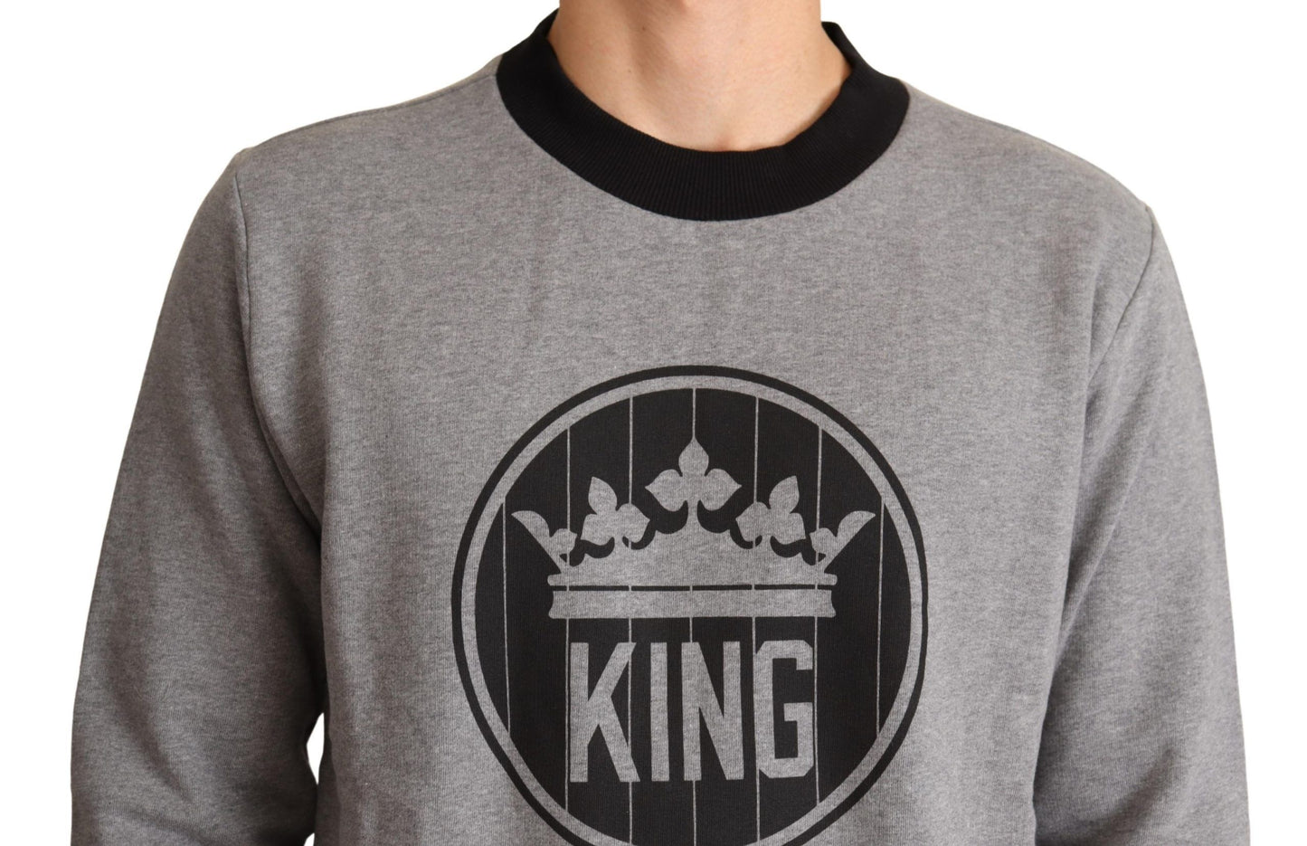 Dolce & Gabbana Elegant Gray Crown Motif Crewneck Sweater IT48 / M