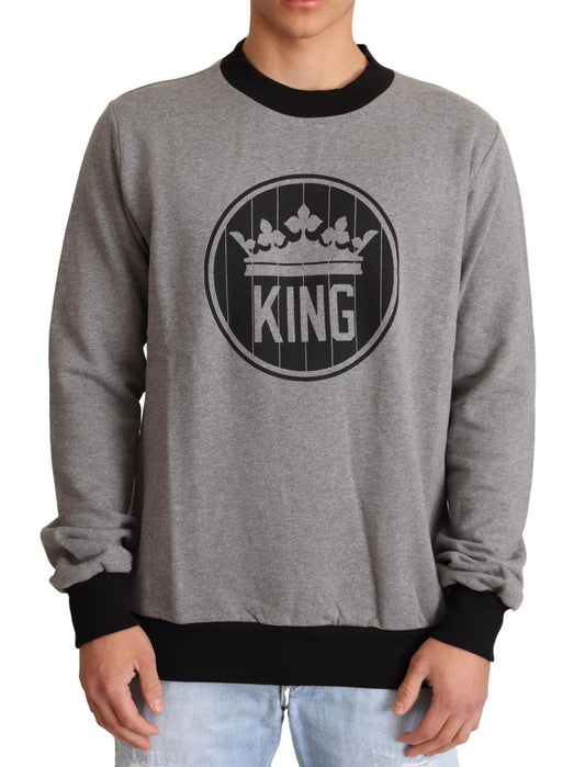 Dolce & Gabbana Elegant Gray Crown Motif Crewneck Sweater IT48 / M