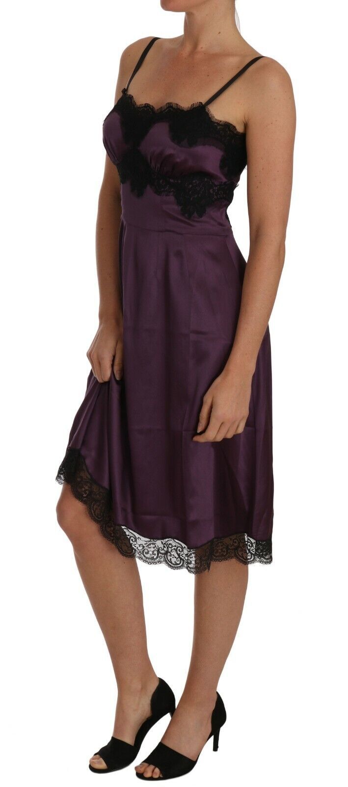 Dolce & Gabbana Elegant Purple Silk Lace Chemise Dress IT40 | S