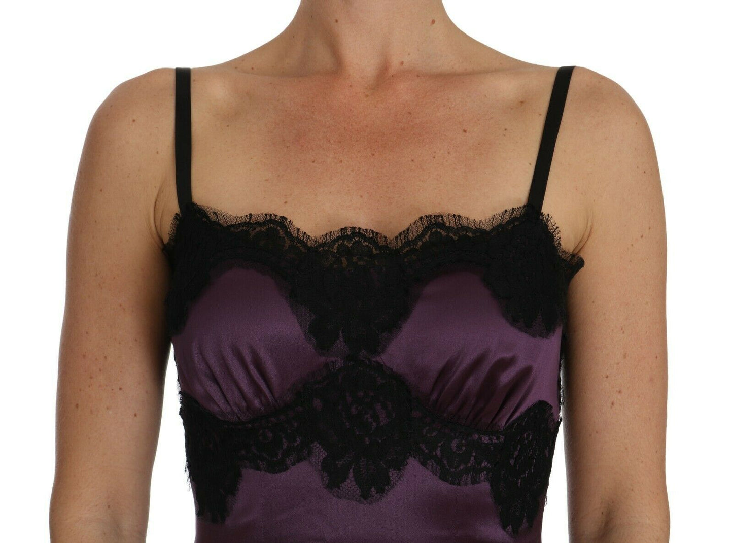 Dolce & Gabbana Elegant Purple Silk Lace Chemise Dress IT40 | S