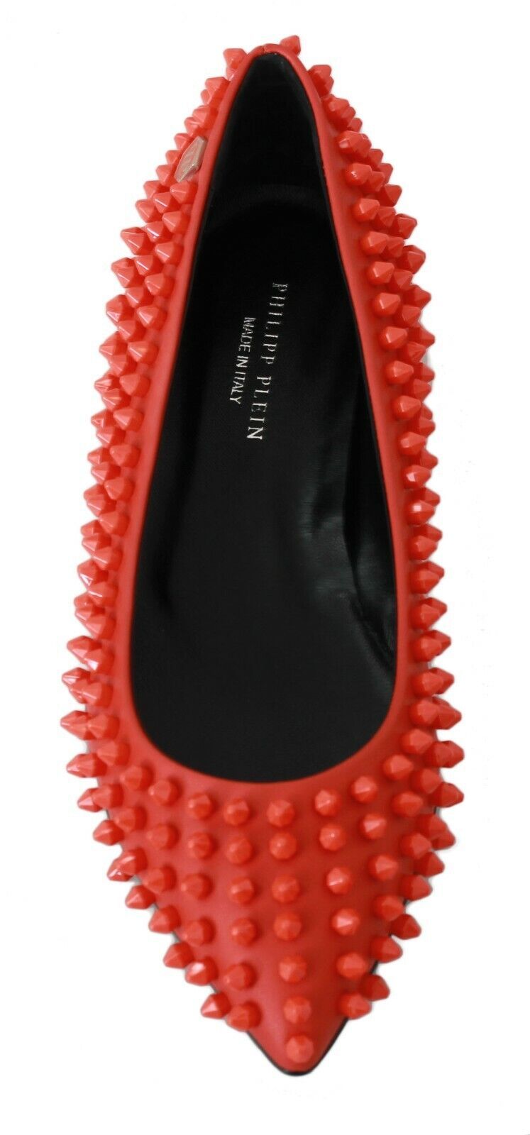 Philipp Plein Vibrant Orange Pointed Leather Flats EU35 | US4.5