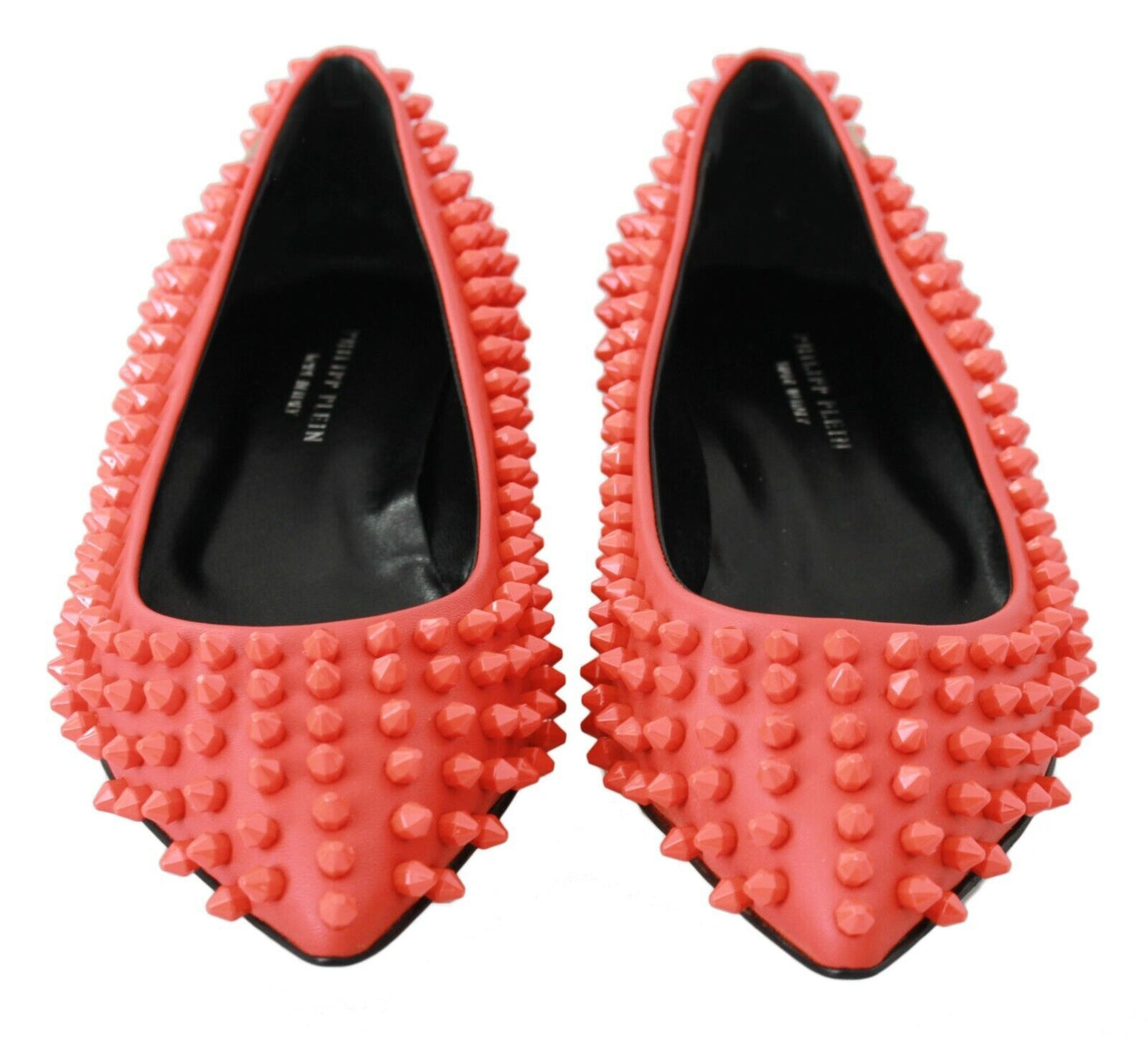 Philipp Plein Vibrant Orange Pointed Leather Flats EU35 | US4.5