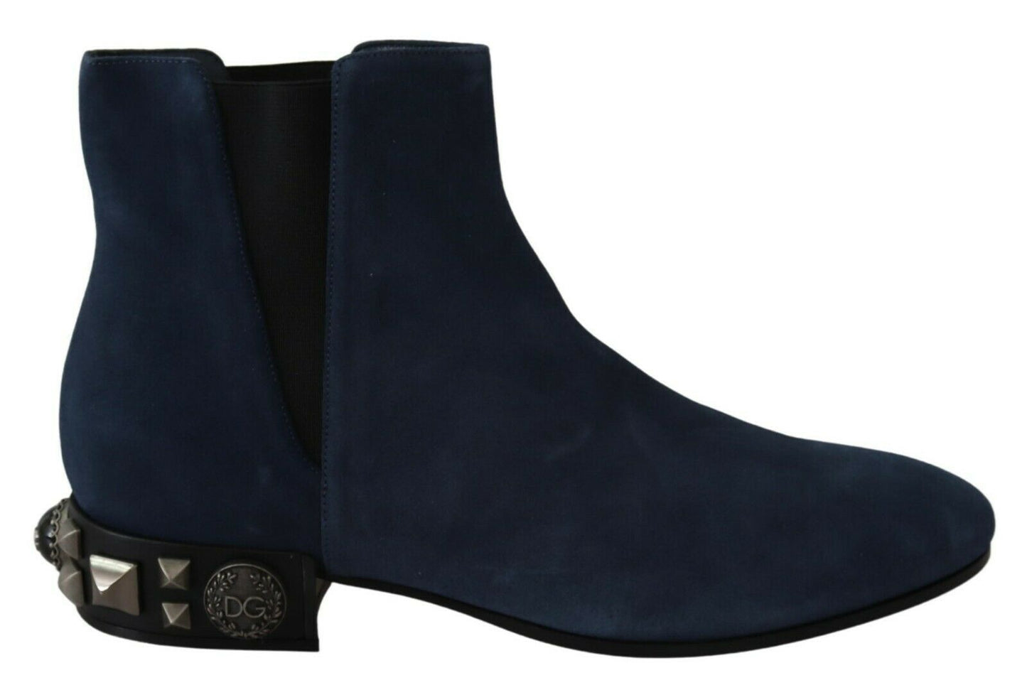 Dolce & Gabbana Chic Blue Suede Mid-Calf Boots with Stud Details EU38.5 / US8