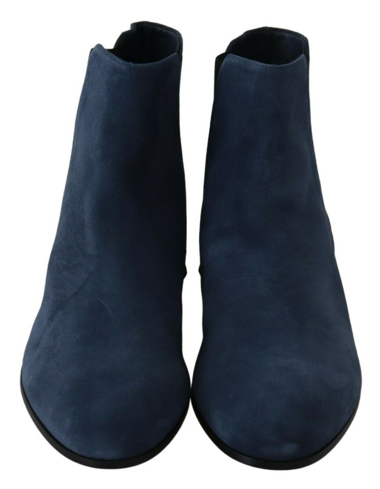 Dolce & Gabbana Chic Blue Suede Mid-Calf Boots with Stud Details EU38.5 / US8