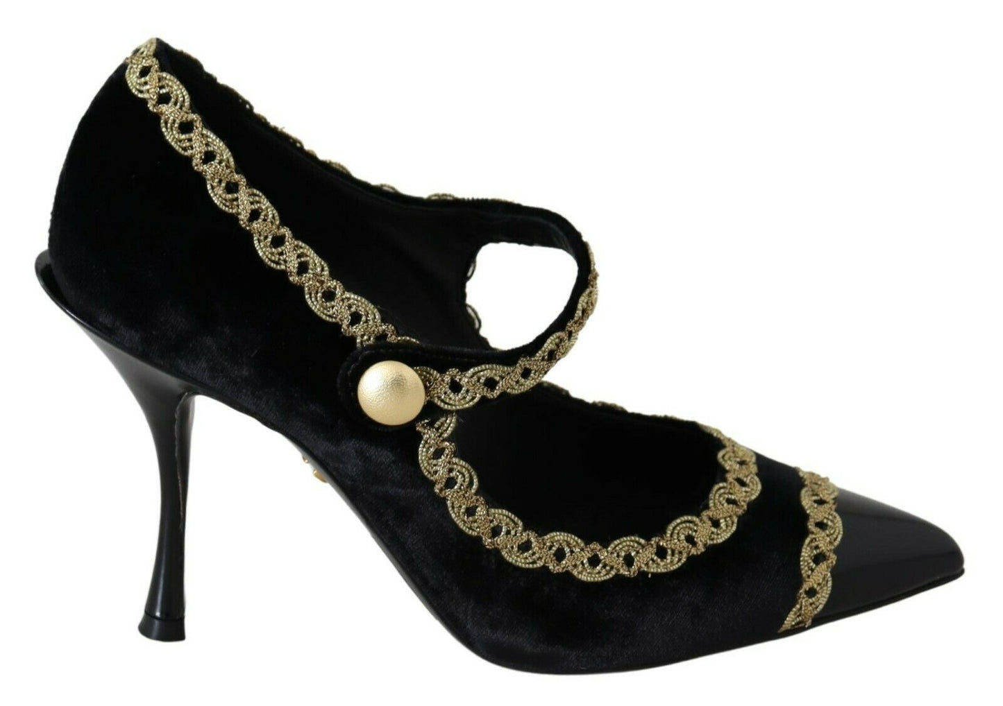 Dolce & Gabbana Elegant Gold-Embroidered Black Velvet Pumps EU35 / US4.5