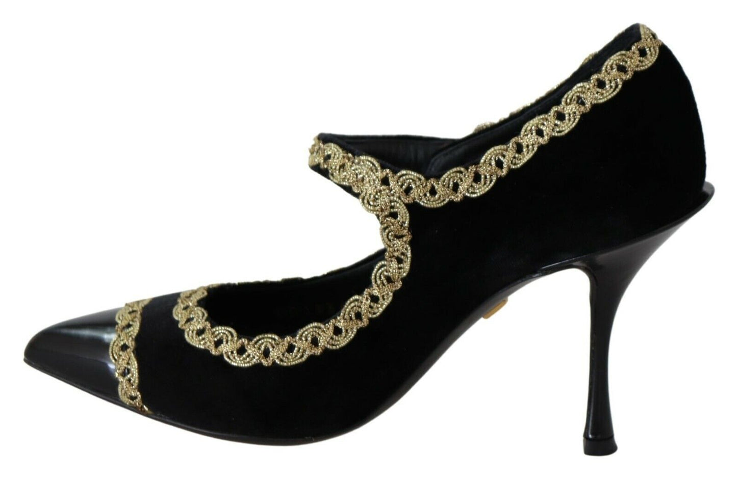 Dolce & Gabbana Elegant Gold-Embroidered Black Velvet Pumps EU35 / US4.5