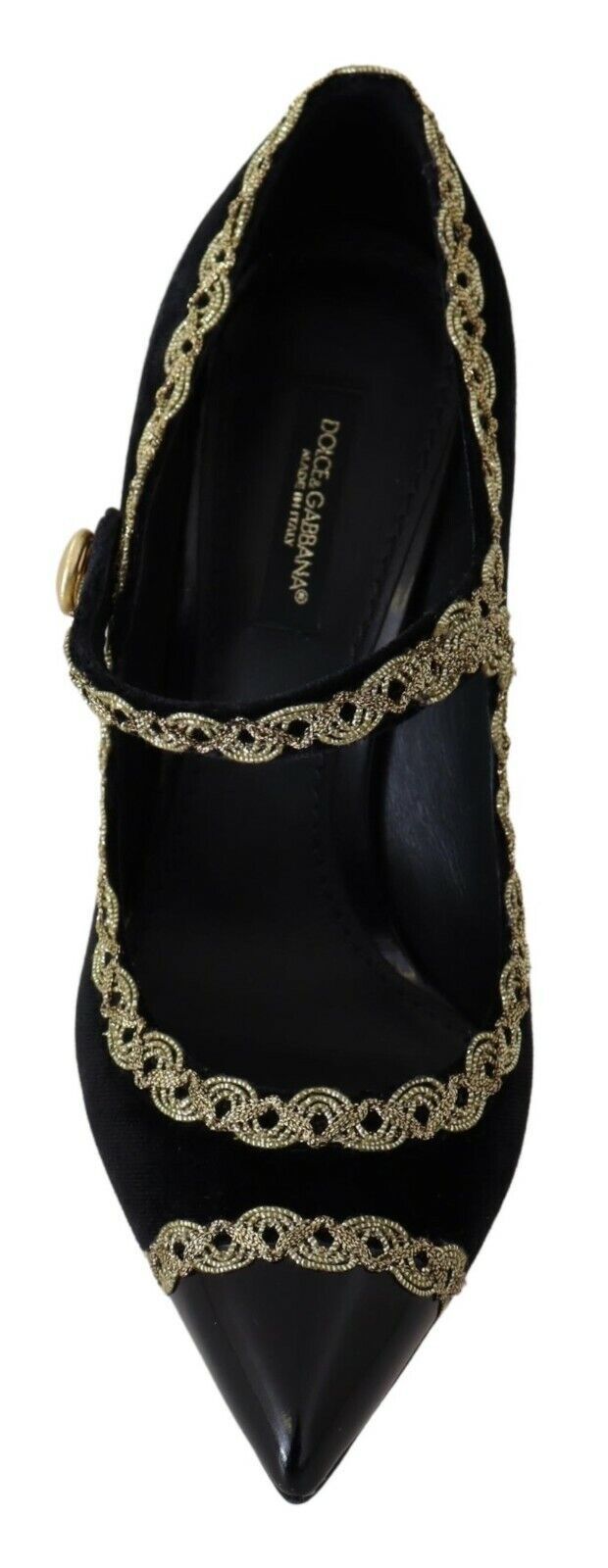 Dolce & Gabbana Elegant Gold-Embroidered Black Velvet Pumps EU35 / US4.5