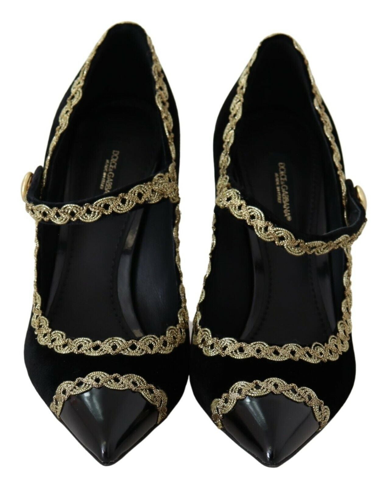 Dolce & Gabbana Elegant Gold-Embroidered Black Velvet Pumps EU35 / US4.5