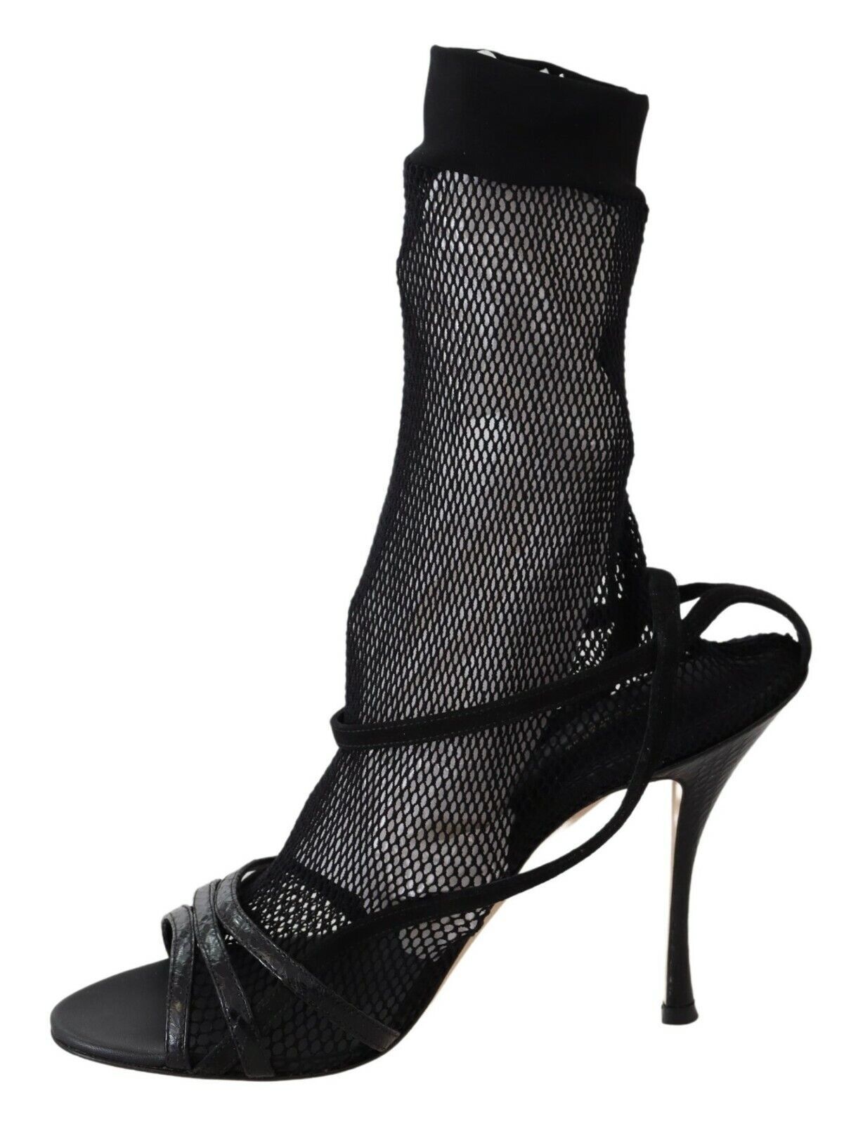 Dolce & Gabbana Chic Black Mesh Stiletto Sandals EU39.5 / US9