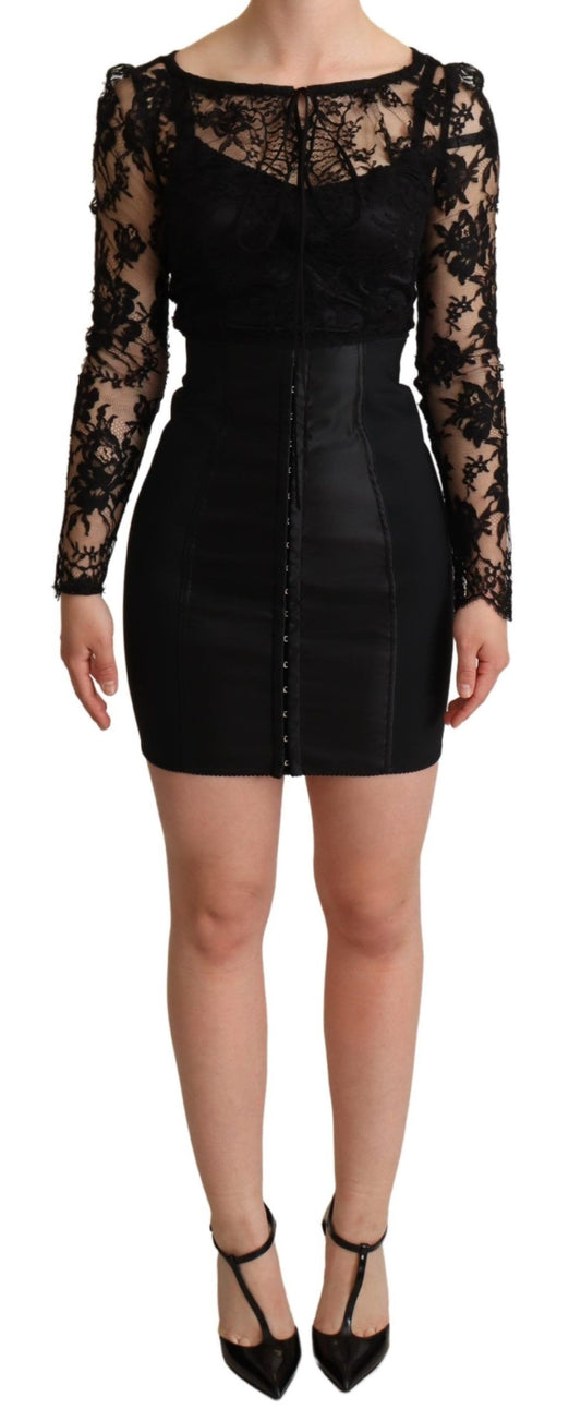 Dolce & Gabbana Elegant Black Lace Mini-Dress Delight IT36 / XS