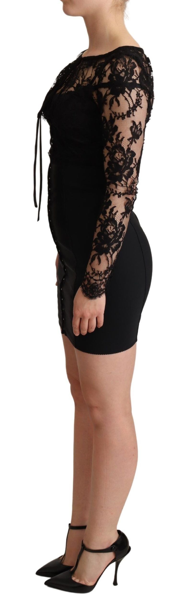 Dolce & Gabbana Elegant Black Lace Mini-Dress Delight IT36 / XS