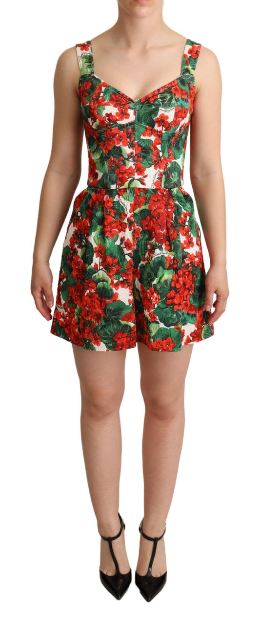 Dolce & Gabbana Chic Red Geranium Print Sleeveless Jumpsuit IT36 / XXS