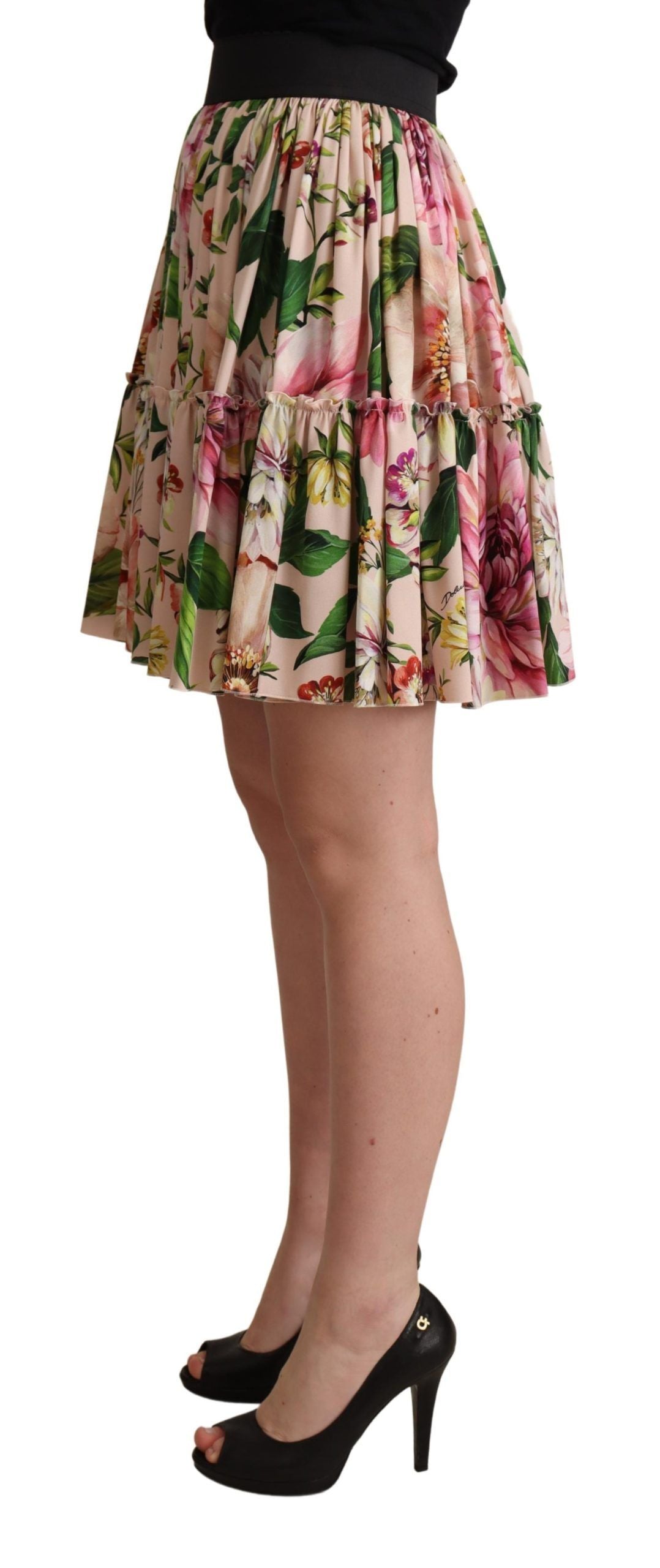 Dolce & Gabbana Elegant Floral Silk High Waist Mini Skirt IT40 | S