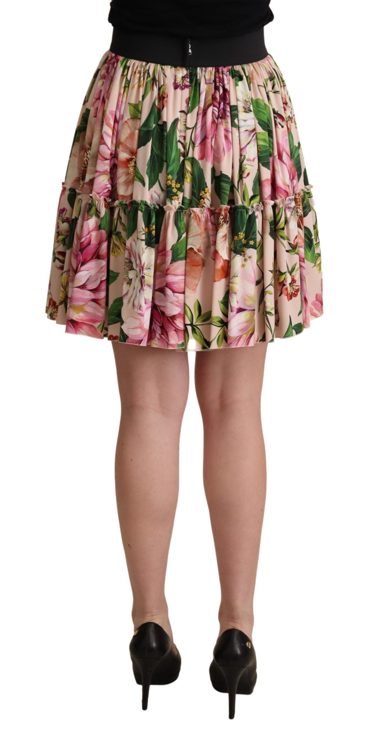 Dolce & Gabbana Elegant Floral Silk High Waist Mini Skirt IT40 | S