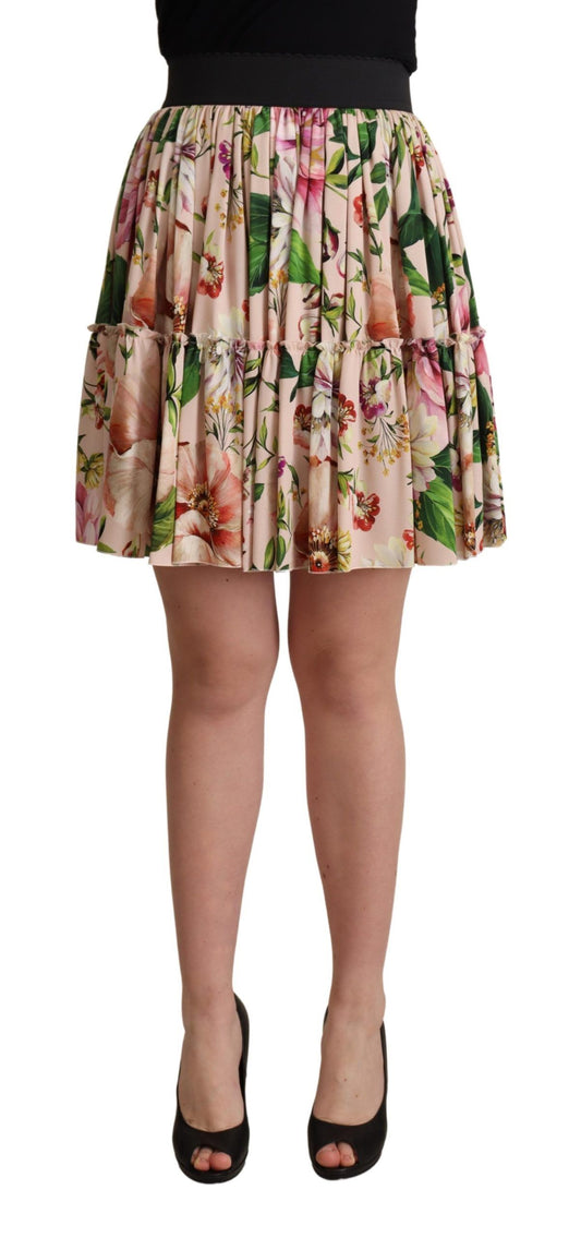 Dolce & Gabbana Elegant Floral Silk High Waist Mini Skirt IT40 | S