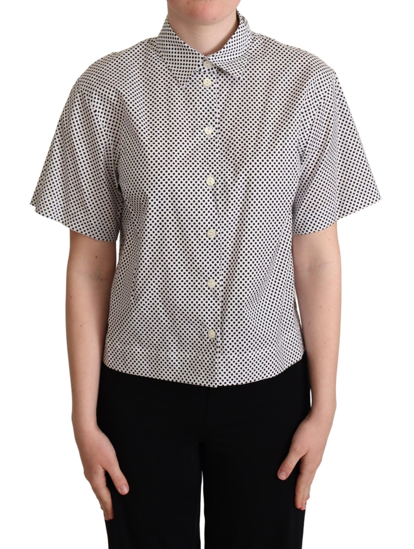 Dolce & Gabbana Elegant Polka Dot Cotton Polo Top IT42 | M