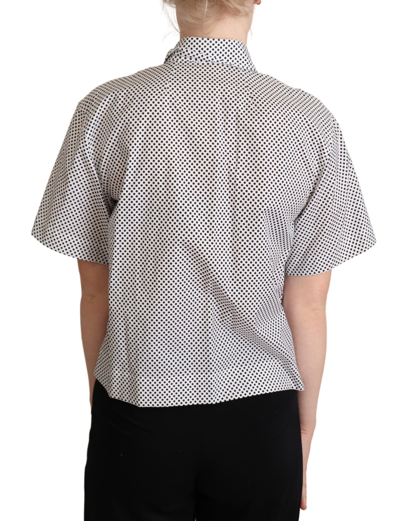 Dolce & Gabbana Elegant Polka Dot Cotton Polo Top IT42 | M