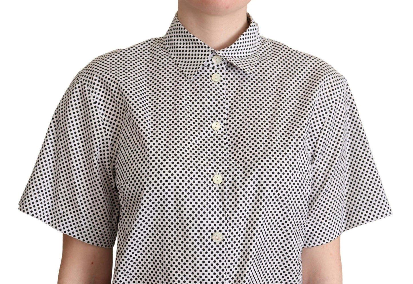 Dolce & Gabbana Elegant Polka Dot Cotton Polo Top IT42 | M