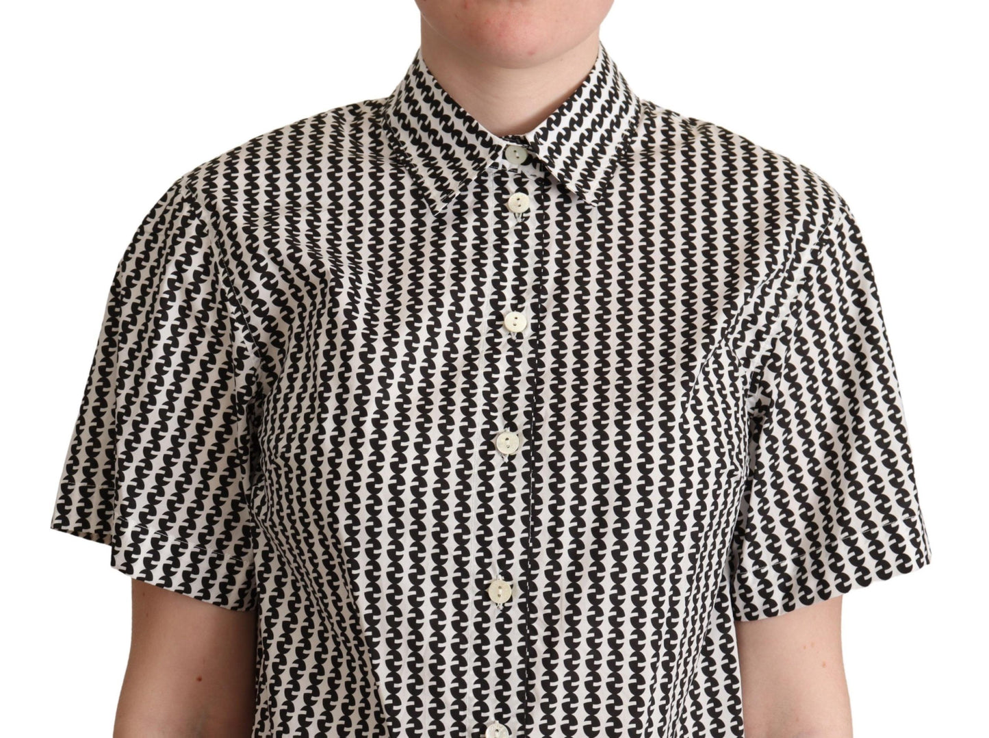 Dolce & Gabbana Elegant Black and White Patterned Cotton Polo IT40 / S