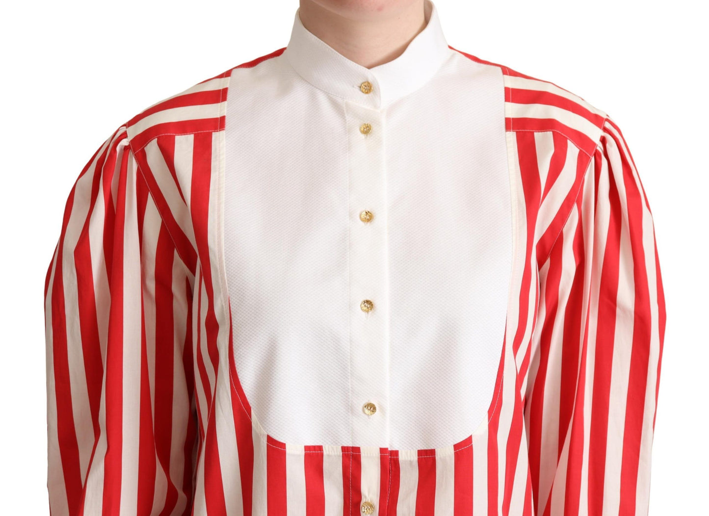 Dolce & Gabbana Elegant Red and White Stripe Cotton Polo Top IT40 | S