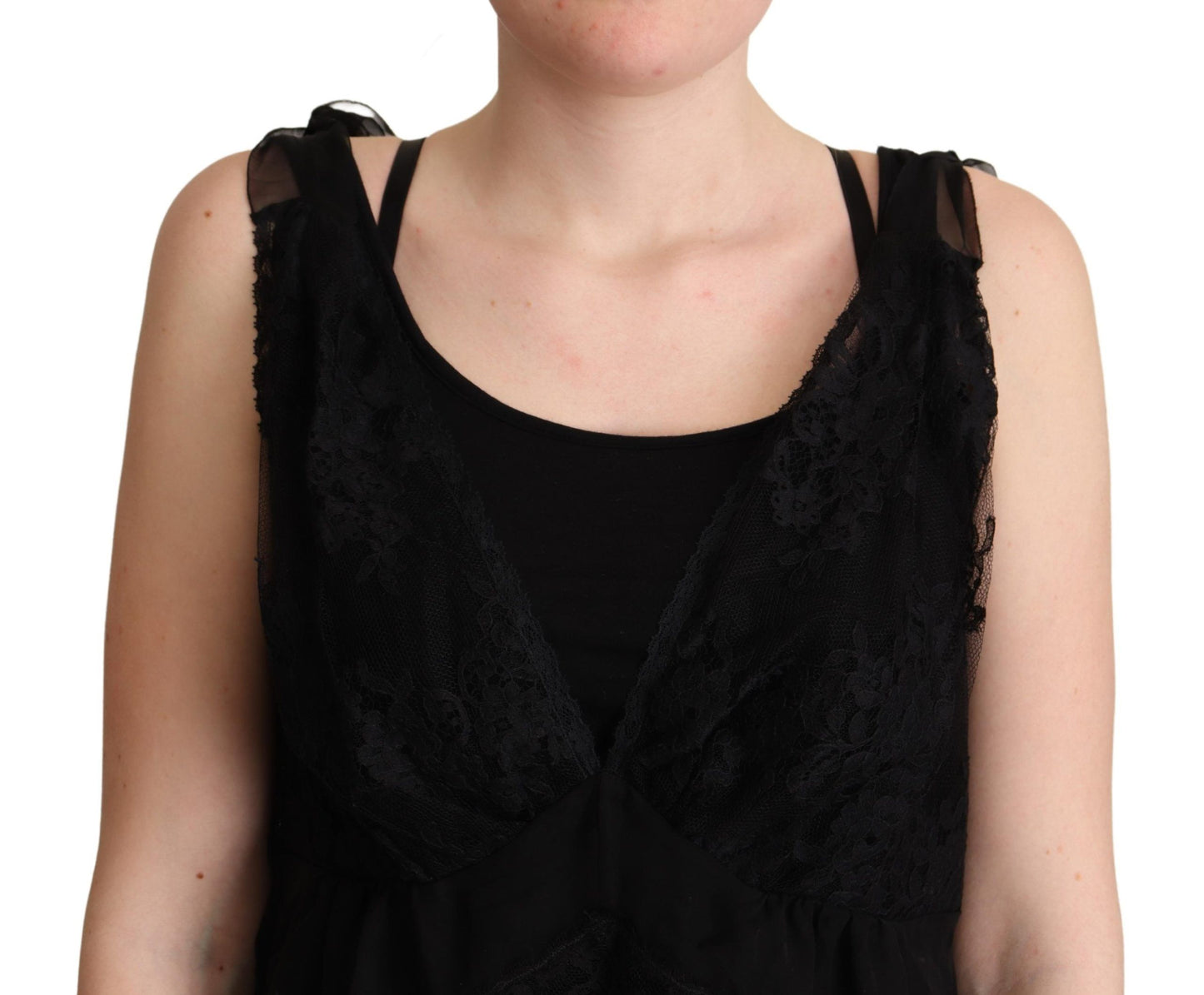 Dolce & Gabbana Lustrous Silk-Blend Lace Trim Camisole IT46 / XL